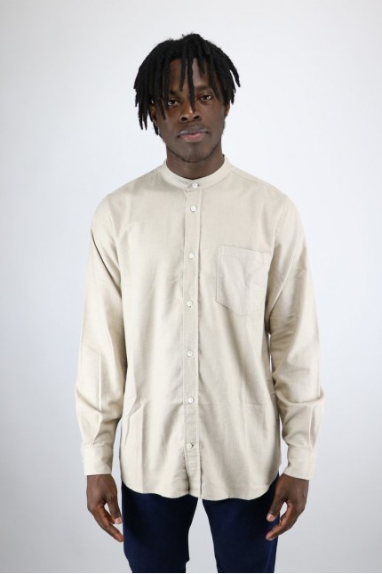 Chemise Hans Collarless Flannel Utility Khaki Norse Projects