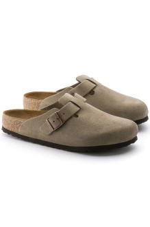 Boston Leather Suede Taupe Birkenstock