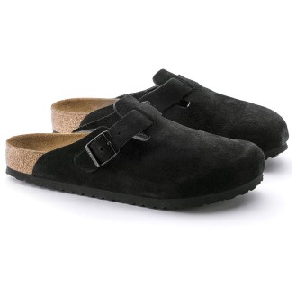 Boston Leather Suede Black Birkenstock