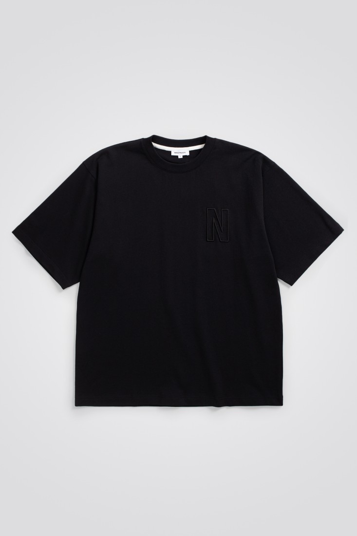 Simon Loose Organic Jersey N Logo T-Shirt Black Norse Projects