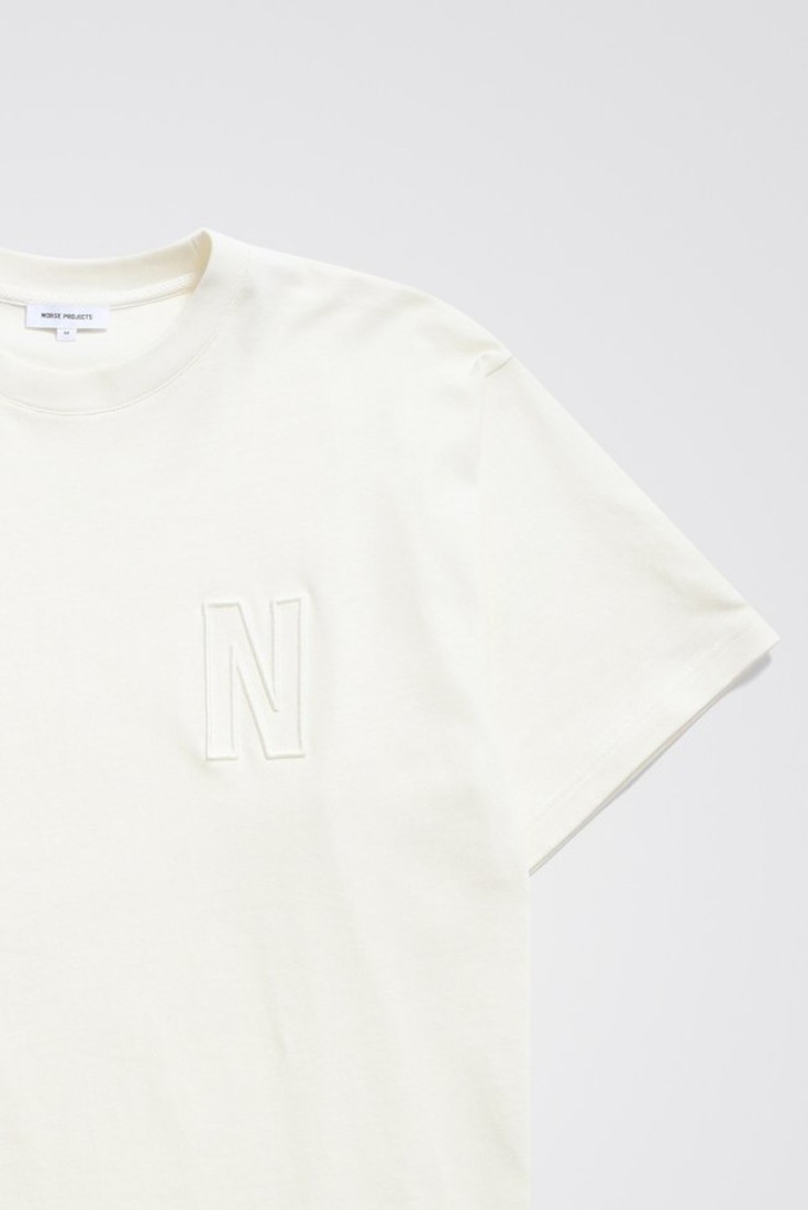 Simon Loose Organic Jersey N Logo T-Shirt Ecru Norse Projects