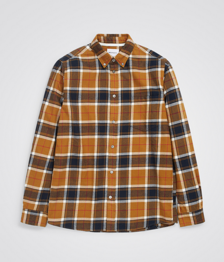 Anton Brushed Flannel Check Cumin Yellow Norse Projects