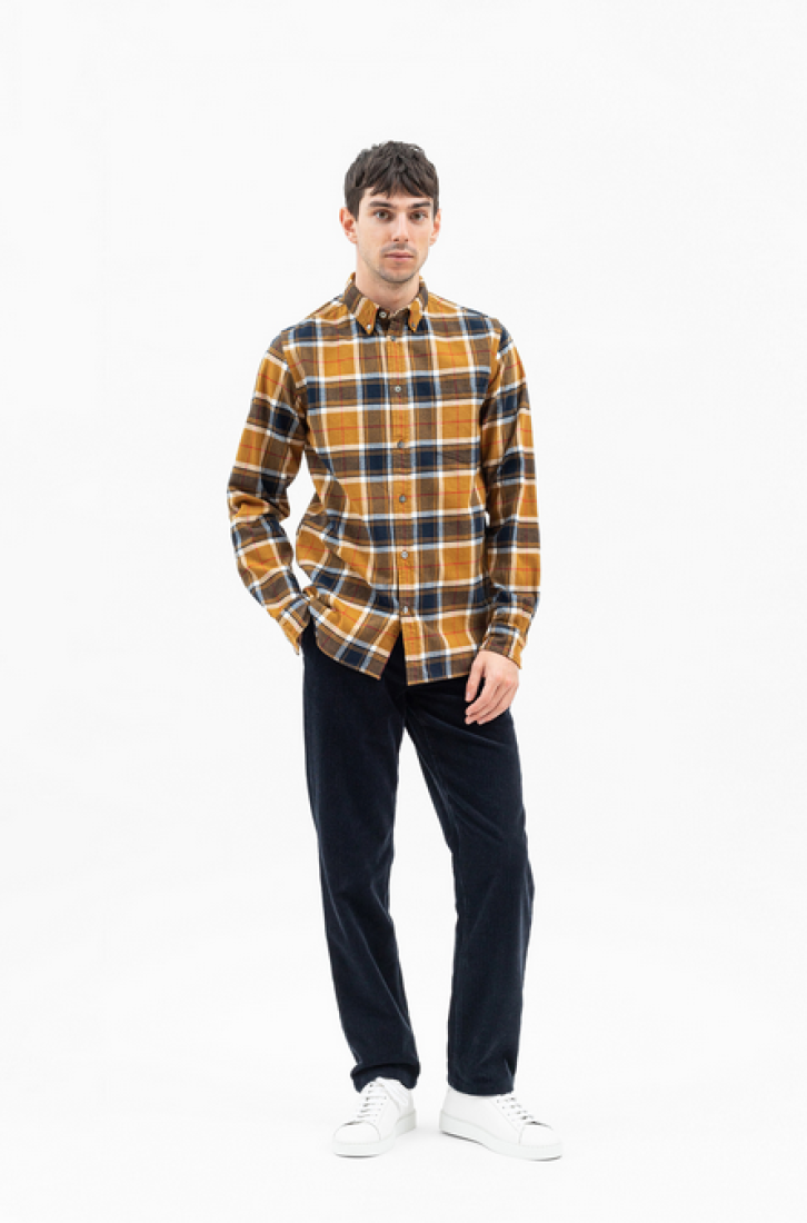 Anton Brushed Flannel Check Cumin Yellow Norse Projects