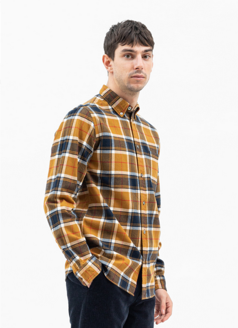 Anton Brushed Flannel Check Cumin Yellow Norse Projects