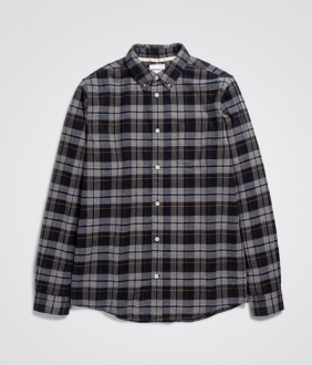 Anton Brushed Flannel Check Medium Grey Norse Projects