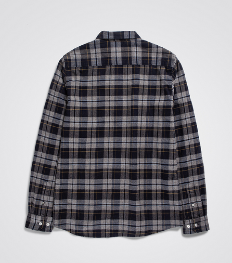 Anton Brushed Flannel Check Medium Grey Norse Projects