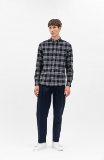 Anton Brushed Flannel Check Medium Grey Norse Projects