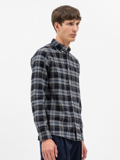 Anton Brushed Flannel Check Medium Grey Norse Projects