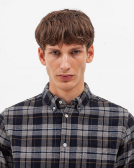 Anton Brushed Flannel Check Medium Grey Norse Projects