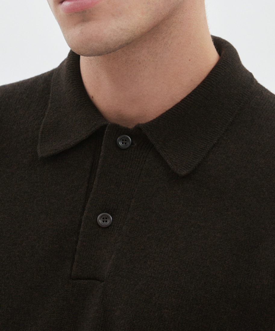 Pull Marco Merino Lambswool Polo Truffle Nosre Projects