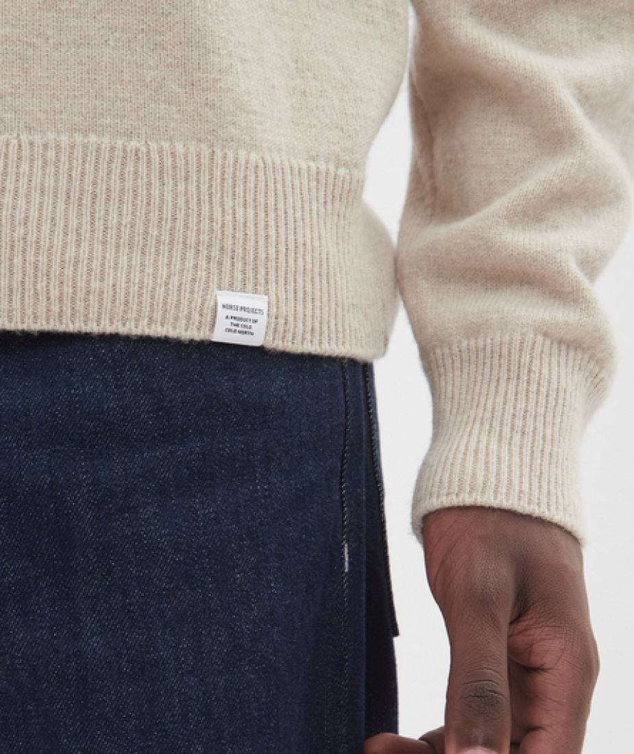 Pull Marco Merino Lambswool Polo Oatmeal Norse Projects