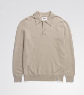 Pull Marco Merino Lambswool Polo Oatmeal Norse Projects