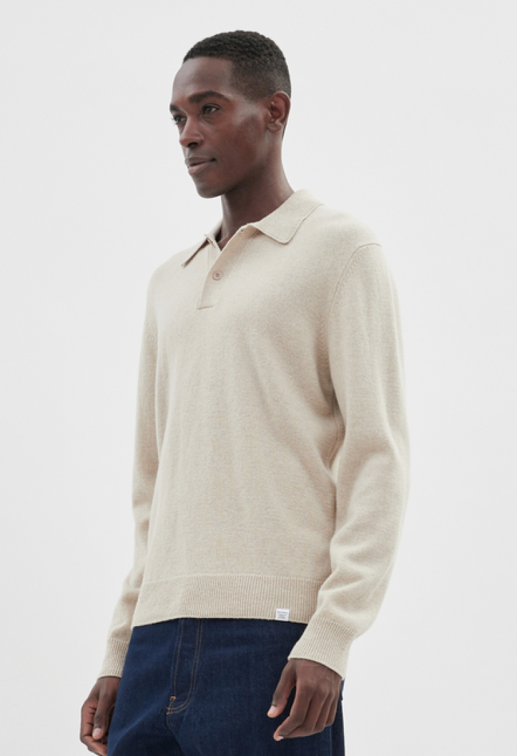 Pull Marco Merino Lambswool Polo Oatmeal Norse Projects