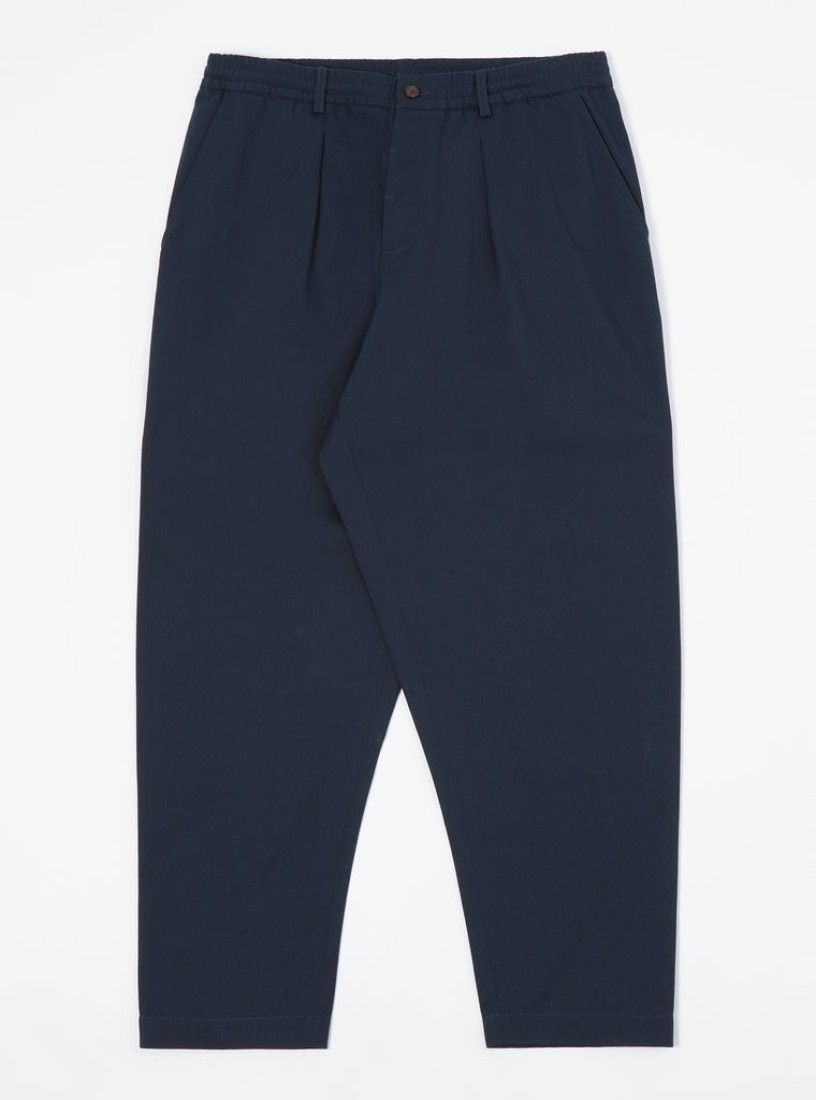 Pleated Track Pant Twill Navy Universal Works