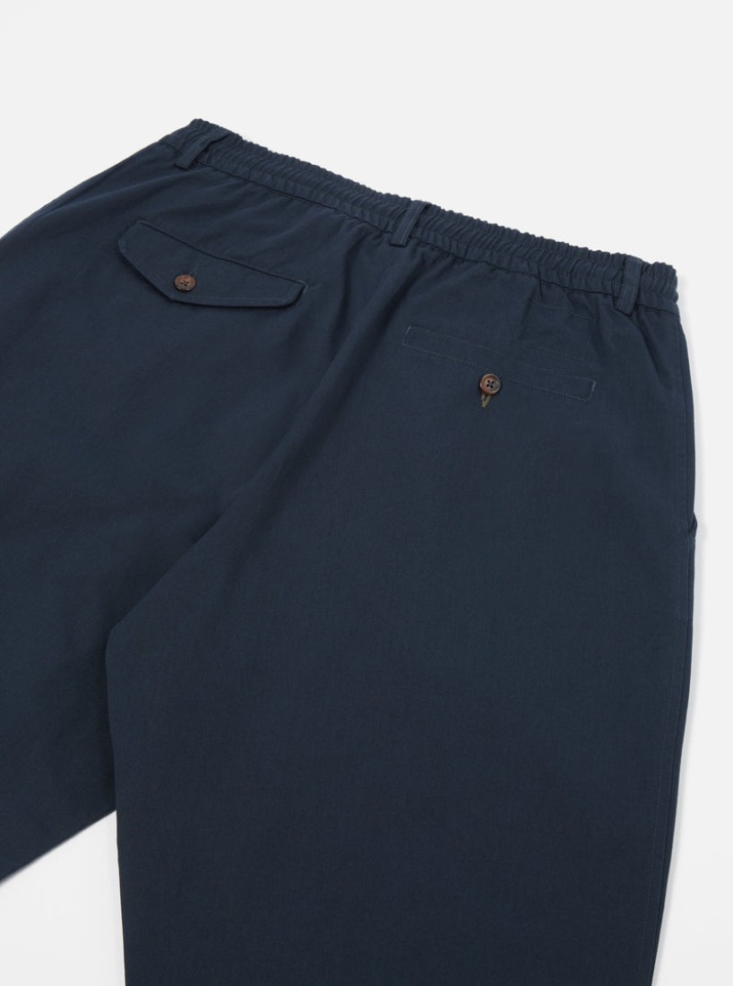 Pleated Track Pant Twill Navy Universal Works