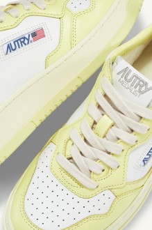 Basket Medalist Low Leather Bi-Color White / Lime Yellow Autry