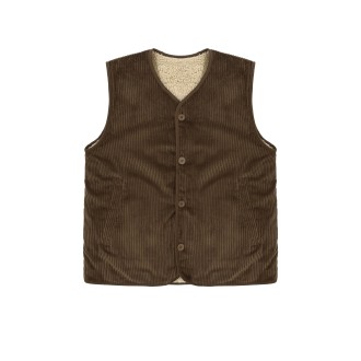 Reversible Fleece Corduroy Vest Brown UNISEX Kappy Design