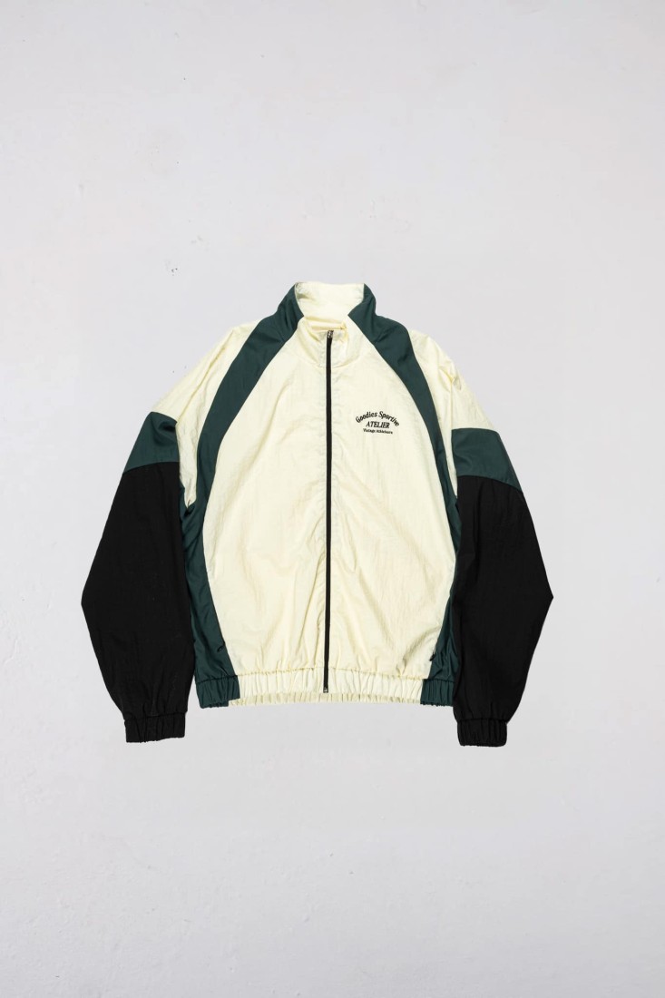 Pre-Internet Tracksuit Jacket Vert / Ecru / Noir Goodies Sportive