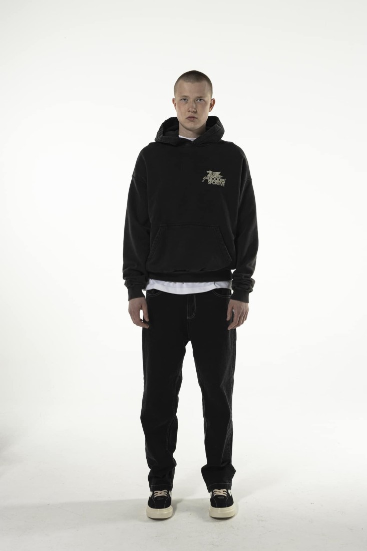 Vintage Black Pegasus Hoodie Black Goodies Sportive