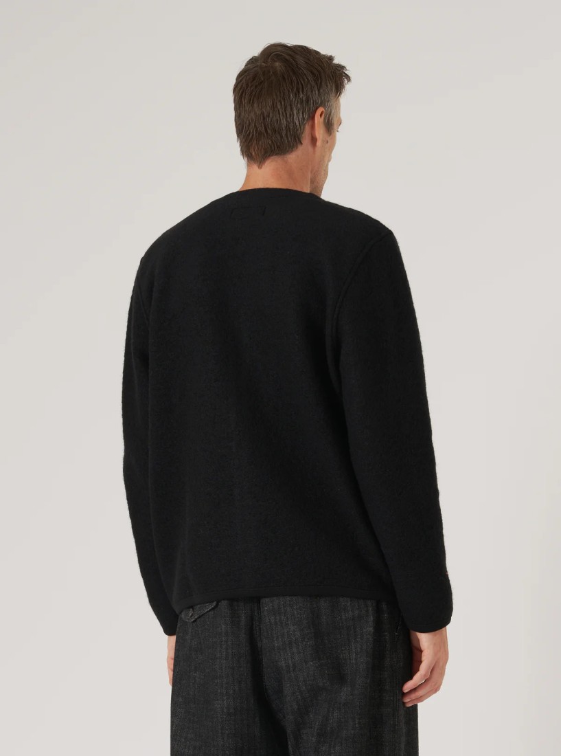 Black Wool Fleece Cardigan Universal Works