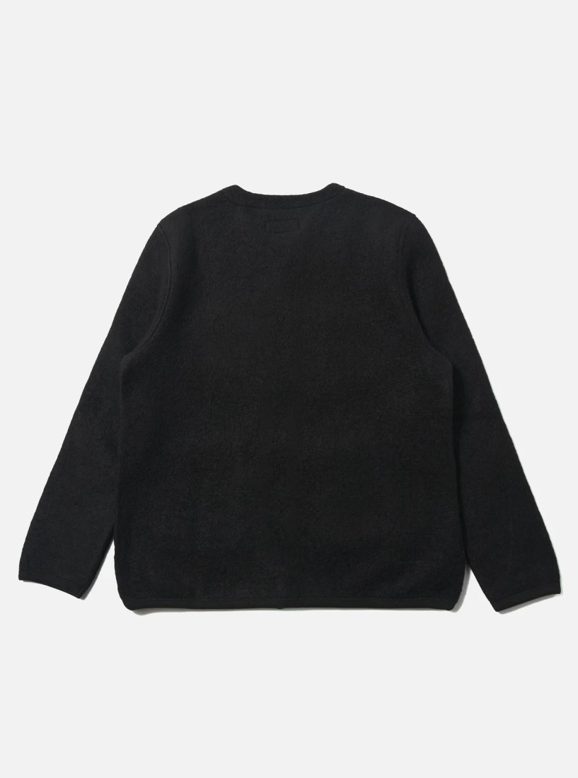 Black Wool Fleece Cardigan Universal Works