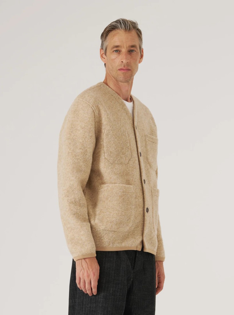 Fawn Wool Fleece Cardigan Universal Works