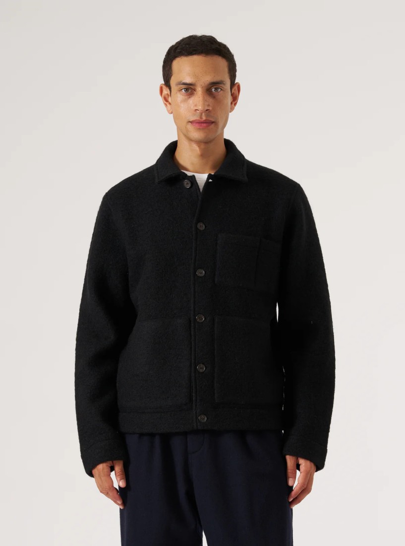 Black Wool Fleece Uniform Jacket Universal Works