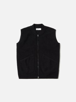 Black Wool Fleece Zip Waistcoat Universal Works