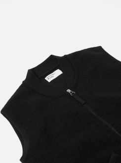Black Wool Fleece Zip Waistcoat Universal Works