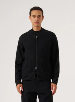Black Wool Fleece Zip Waistcoat Universal Works