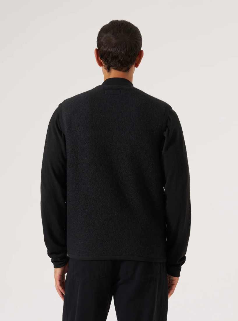 Black Wool Fleece Zip Waistcoat Universal Works