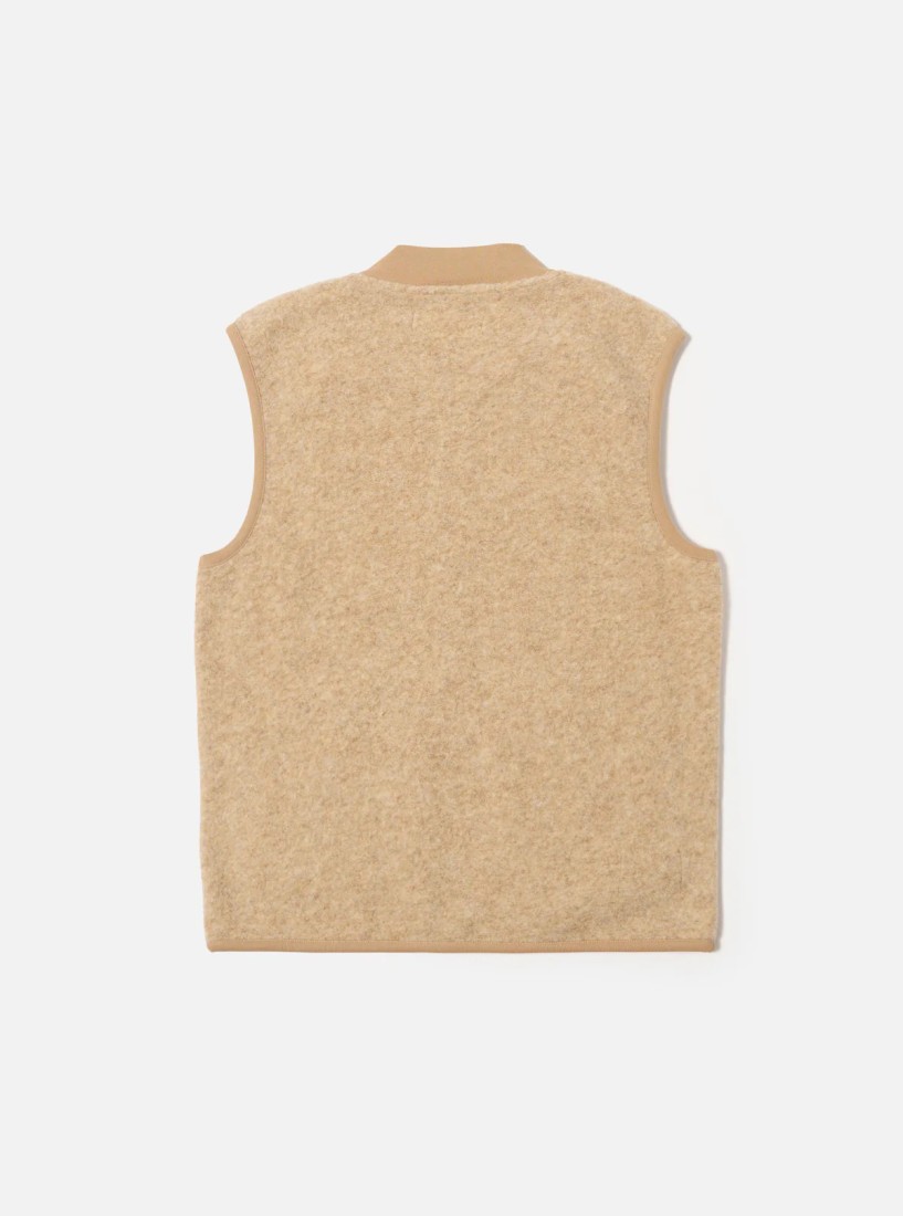 Fawn Wool Fleece Zip Waistcoat Universal Works
