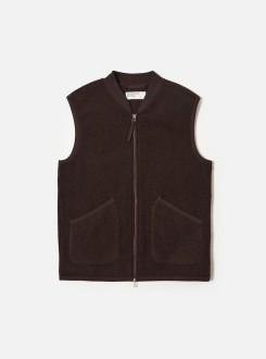 Brown Wool Fleece Zip Waistcoat Universal Works