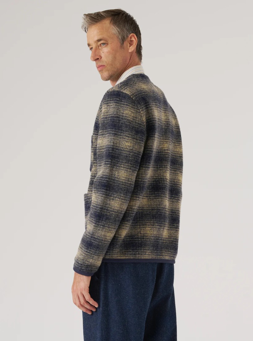 Navy Uist Fleece Cardigan Universal Works