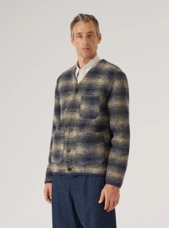 Navy Uist Fleece Cardigan Universal Works
