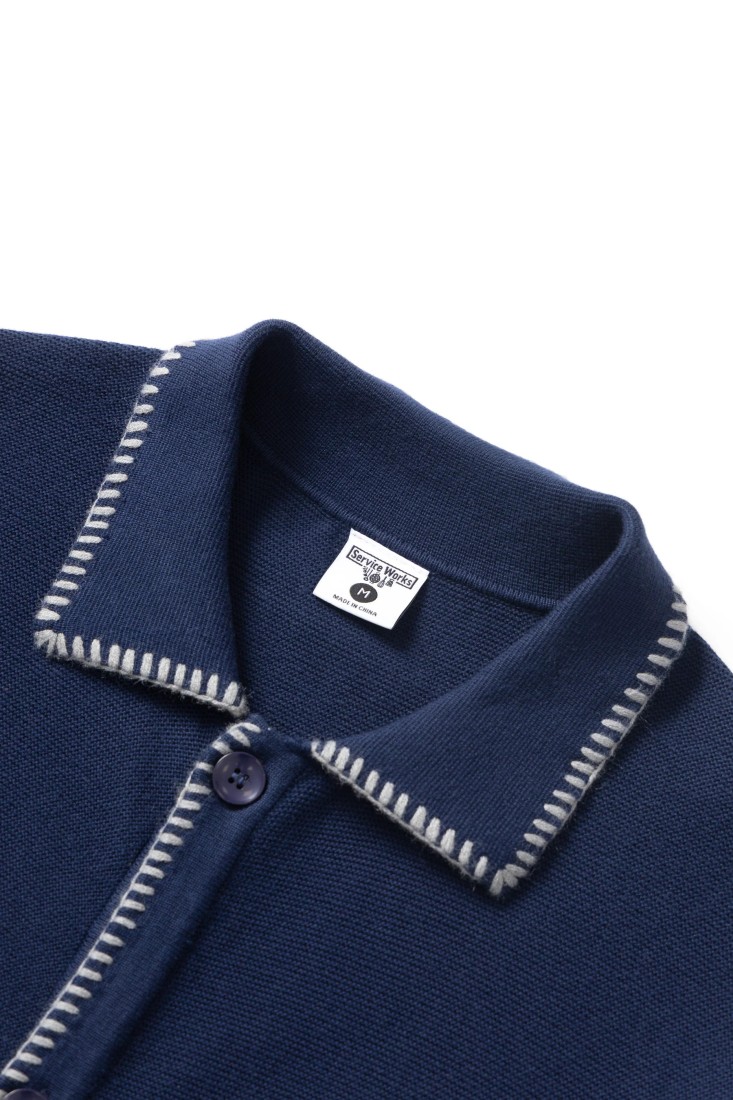 Blanket Stitch Cardigan Navy Service Works