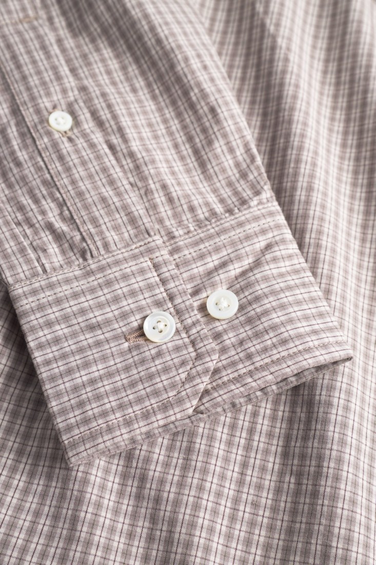 Ole Oversize Poplin Check Shirt Walnut Norse Projects
