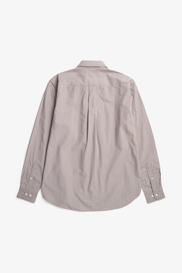Ole Oversize Poplin Check Shirt Walnut Norse Projects