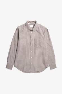 Ole Oversize Poplin Check Shirt Walnut Norse Projects