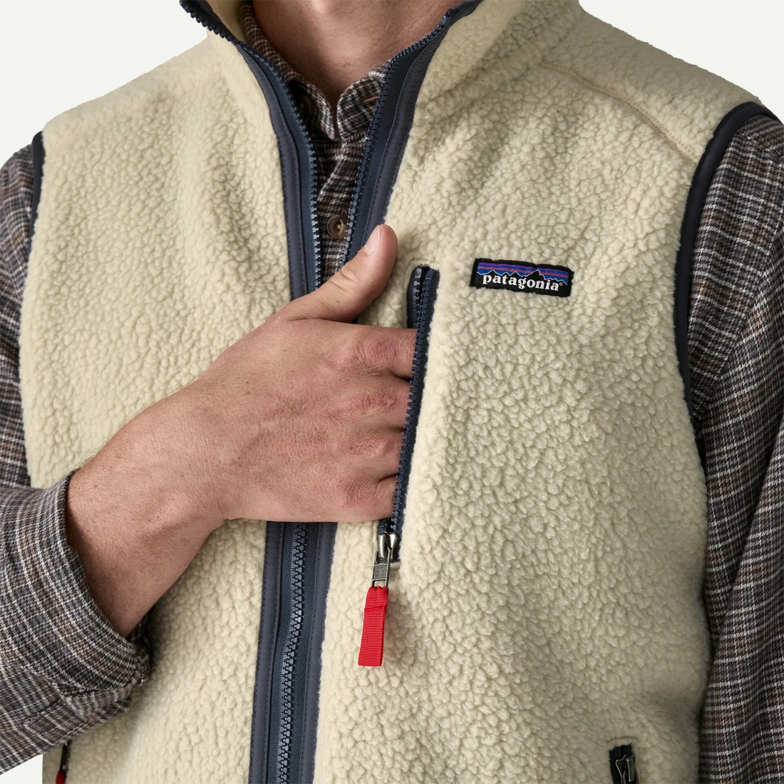 M's Retro Pile Fleece Vest Pelican / Smolder Blue Patagonia