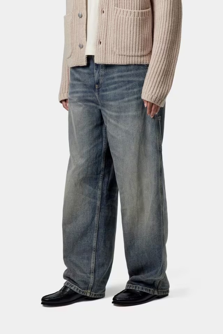 W' Brandon Single Knee Pant Blue Dark Used WashCarhartt WIP