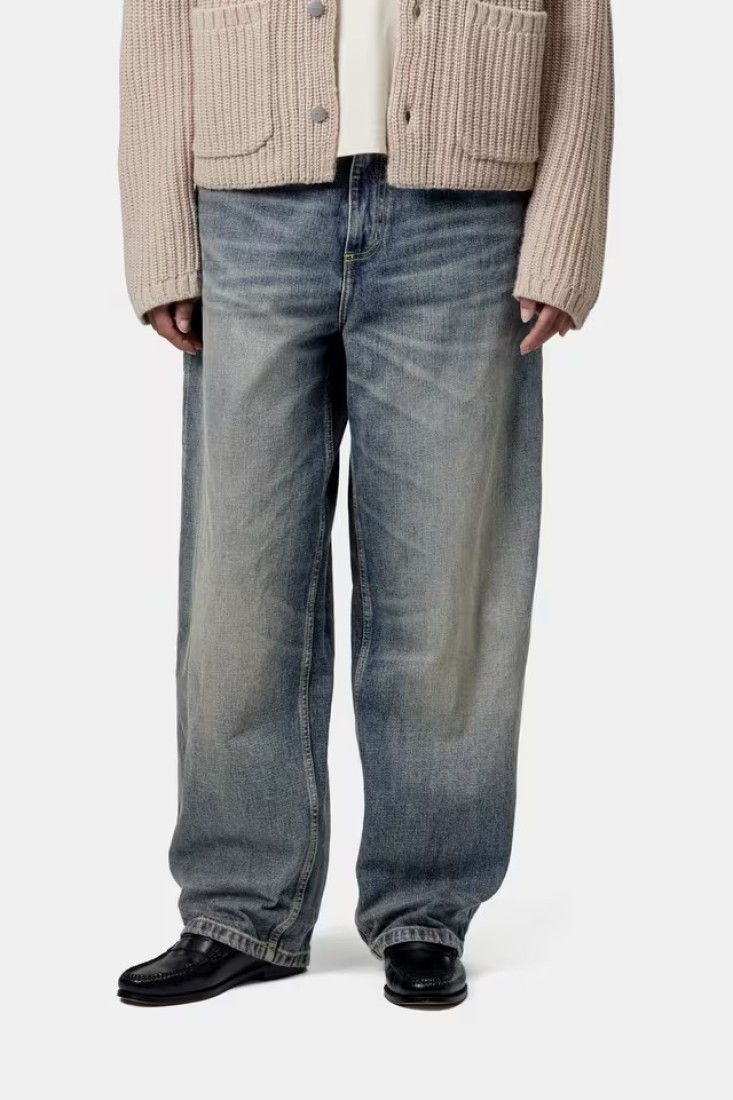 W' Brandon Single Knee Pant Blue Dark Used WashCarhartt WIP
