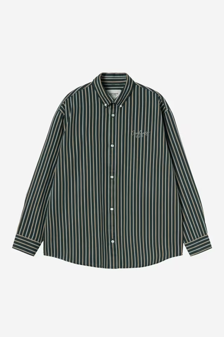 L/S Palance Shirt Palance Stripe, Deep Lagoon Carhartt WIP