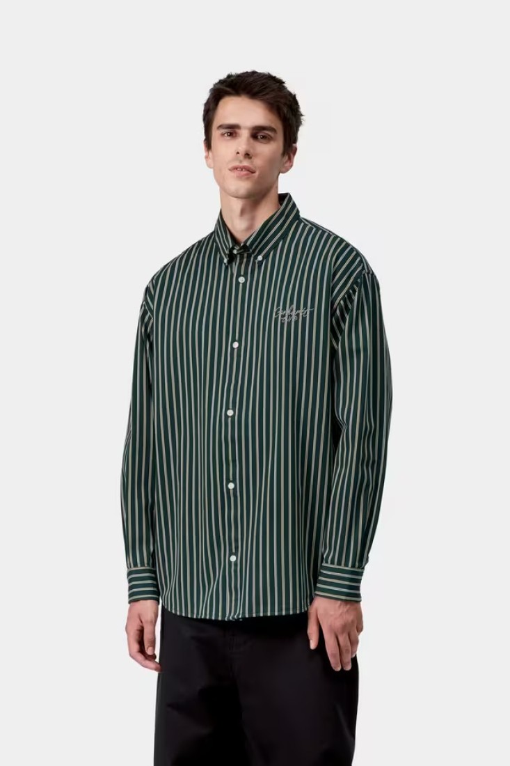 L/S Palance Shirt Palance Stripe, Deep Lagoon Carhartt WIP