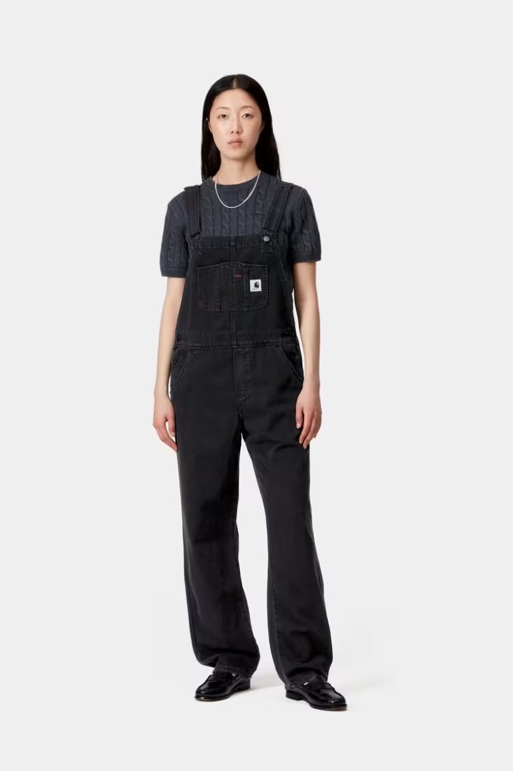 W' Bib Overall Straight Black Stone Washed Carhartt WIP