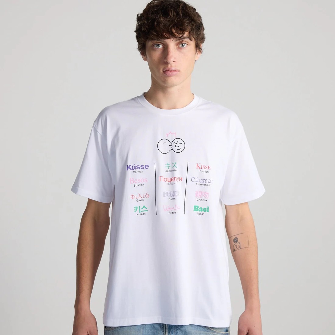 T-Shirt Unisex Body Language White Bisous Skateboards