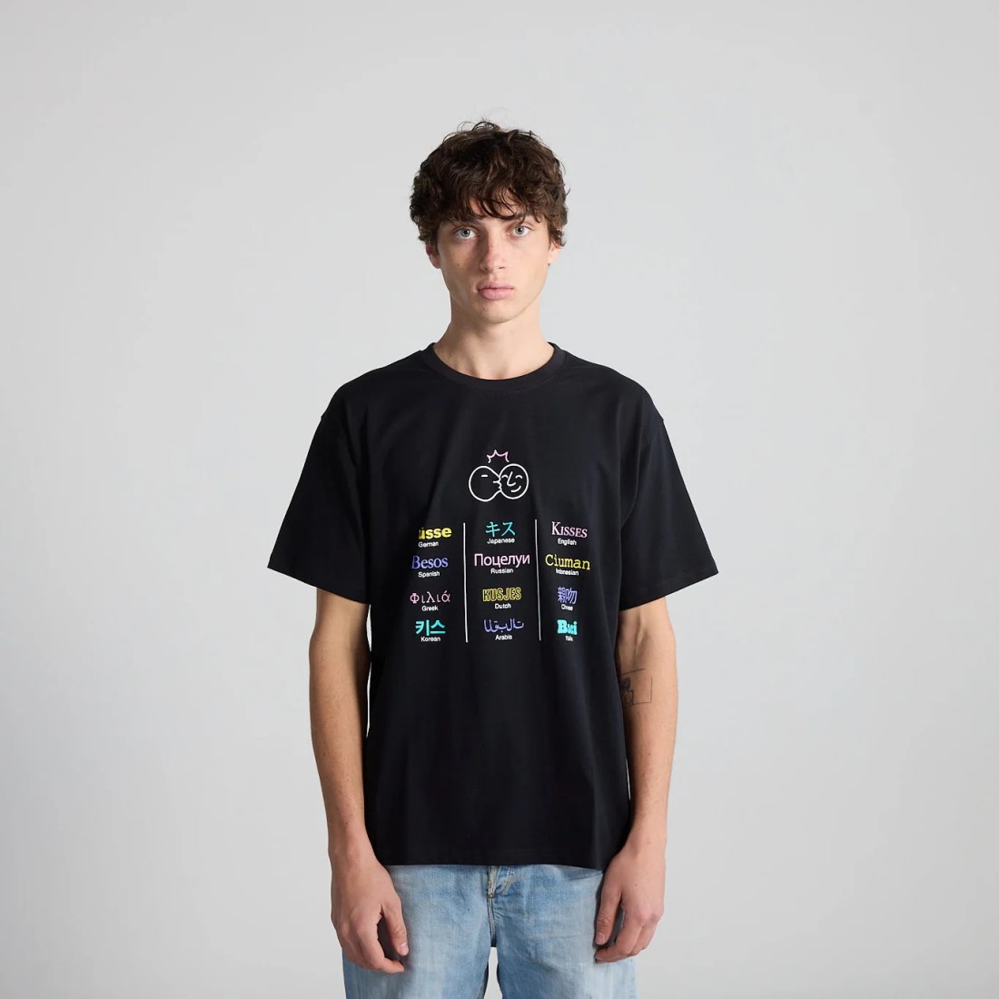 T-Shirt Unisex Body Language Black Bisous Skateboards