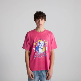 T-Shirt Unisex Pal 4 Life Washed Fluo Pink Bisous Skateboards