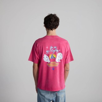 T-Shirt Unisex Pal 4 Life Washed Fluo Pink Bisous Skateboards