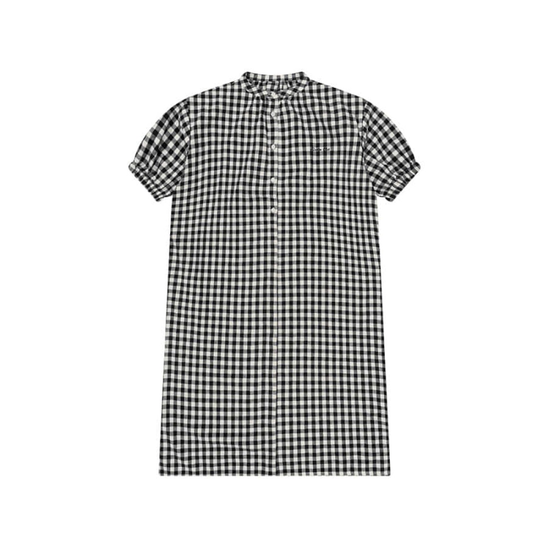 Gingham Check Linen Dress Black Kappy Design